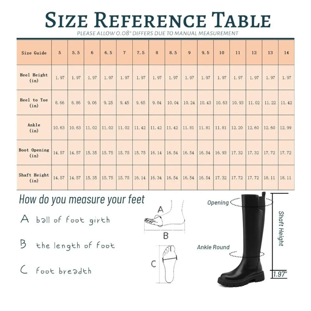 TEAIEUI Women's Knee High Boots Fashion Platform Lug Sole Tall Riding Boots Sz 8